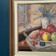 Original Swedish Oil on Canvas – 'Still Life with Vase and Fruits' by Christian Rhode – Signed – Vintage & Framed