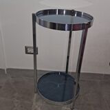 Table italienne rétro 70's chrome et verre bleu