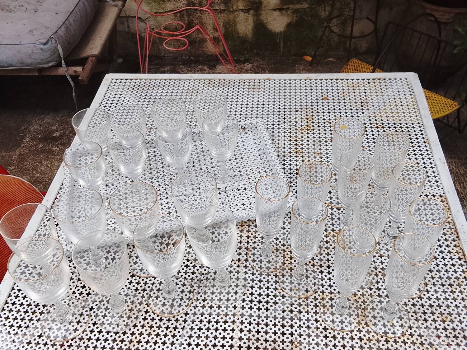 Set of 27 Saint Louis crystal glasses