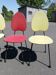 Série de 4 chaises vintage rouge et jaune