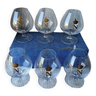 6 Napoleon Cognac glasses. Large model.