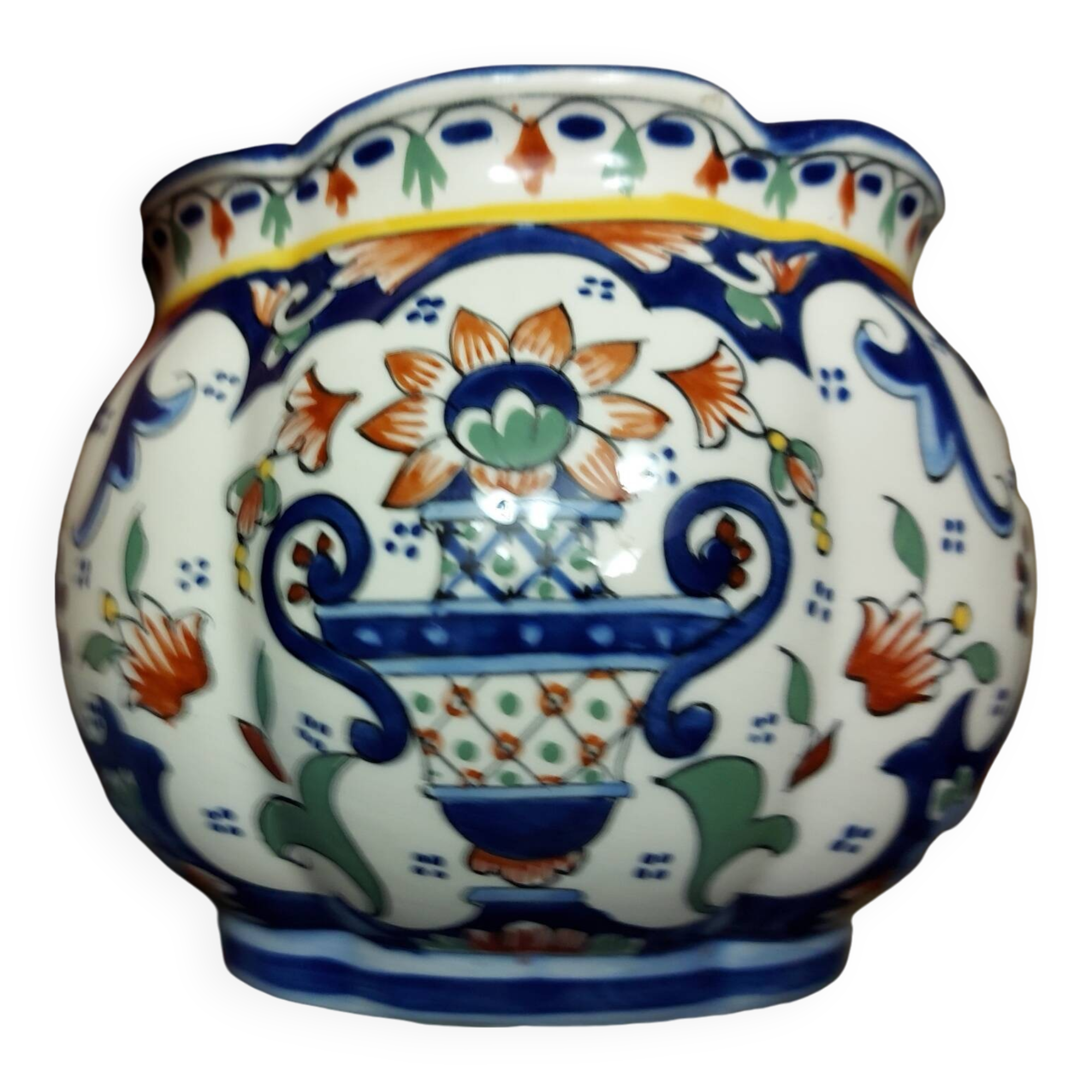 Rouen earthenware flowerpot