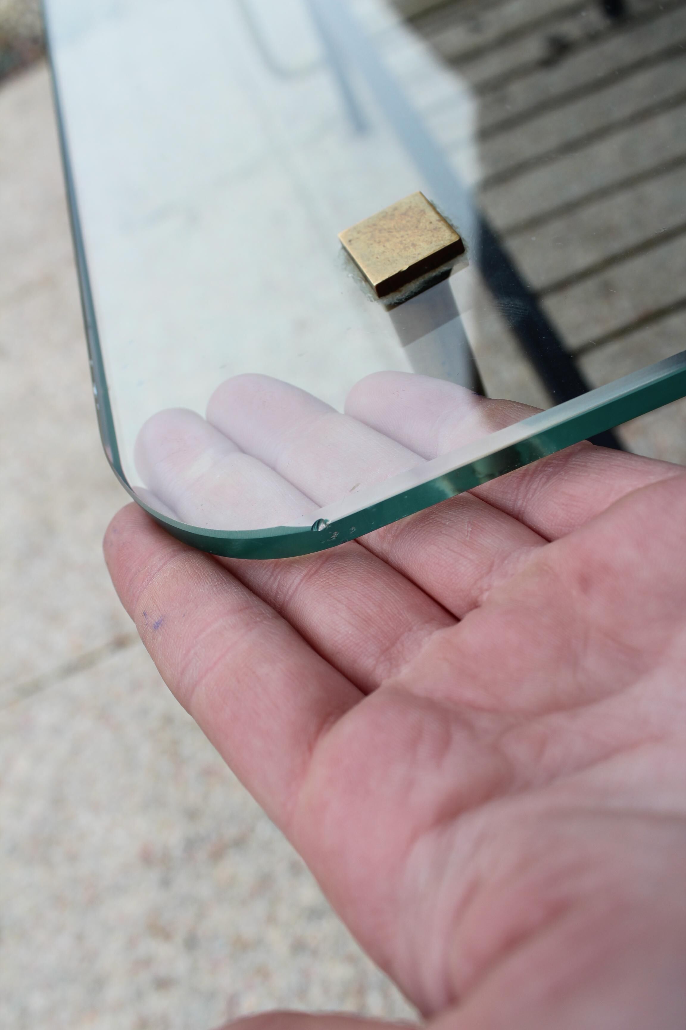 Superb coffee table 1960 metal gold and black plate glass