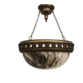 Lustre coupole en albâtre – style Art Déco sculptée Ø 44cm