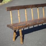 Large vintage wooden bench, old wooden bench, handcrafted bench, brutalist, entrance hall