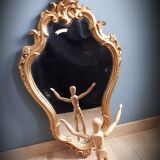 Old golden mirror with leaf   43x70cm