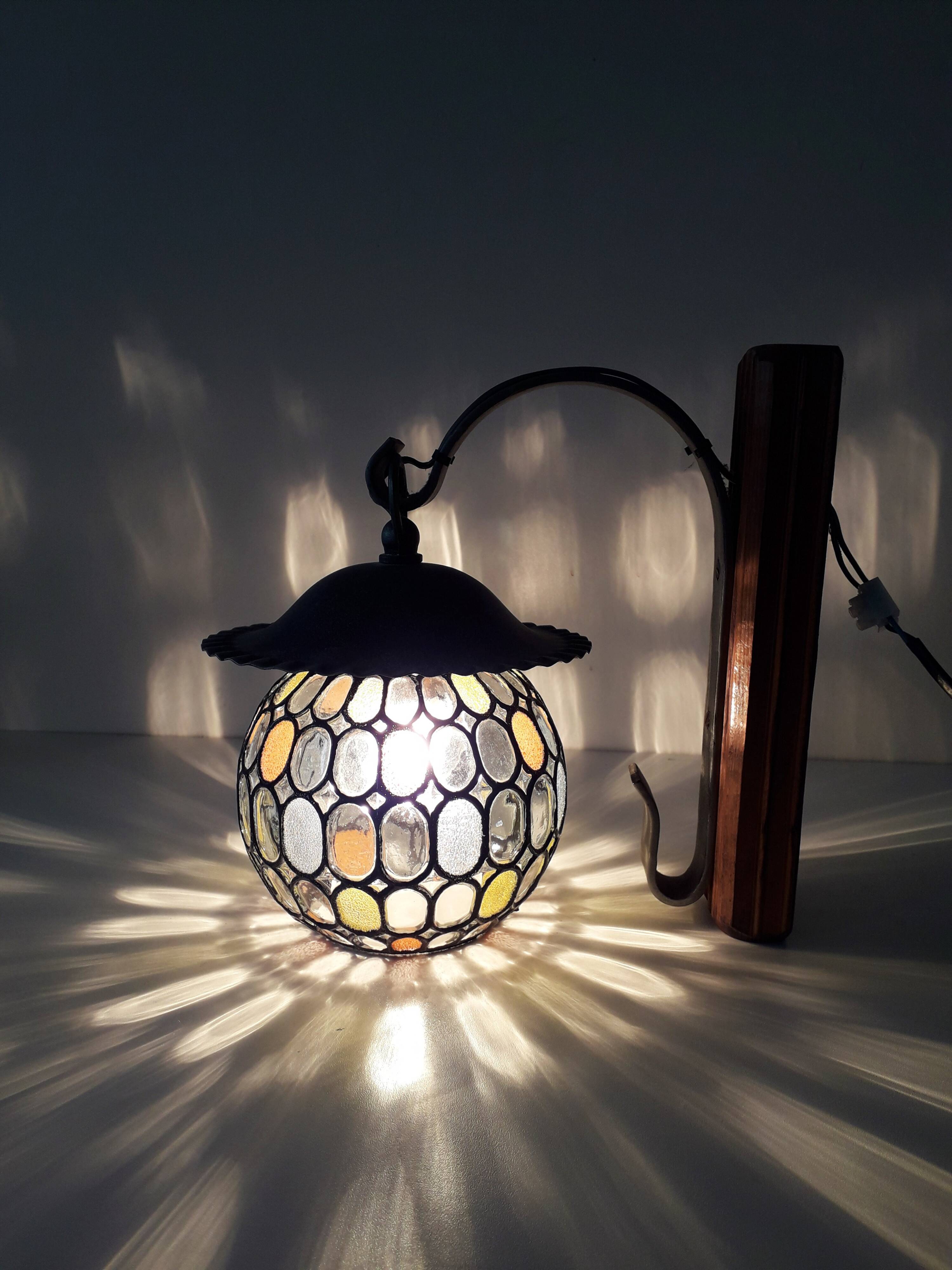 Retro wall light - Globe colored cloisonné glasses. - 1950-60