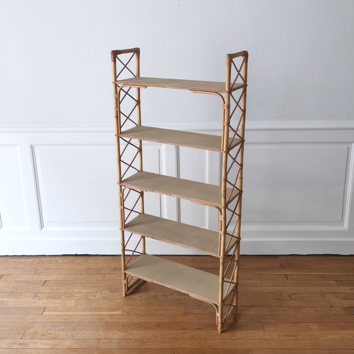vintage rattan shelf