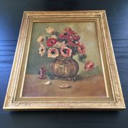 Tableau ancien bouquet d’anémones