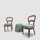 Antique Victorian era ballon back chairs and stool