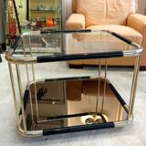 Table basse d'appoint laiton et verre 1970