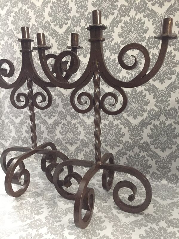 Bougeoirs anciens fer forgé