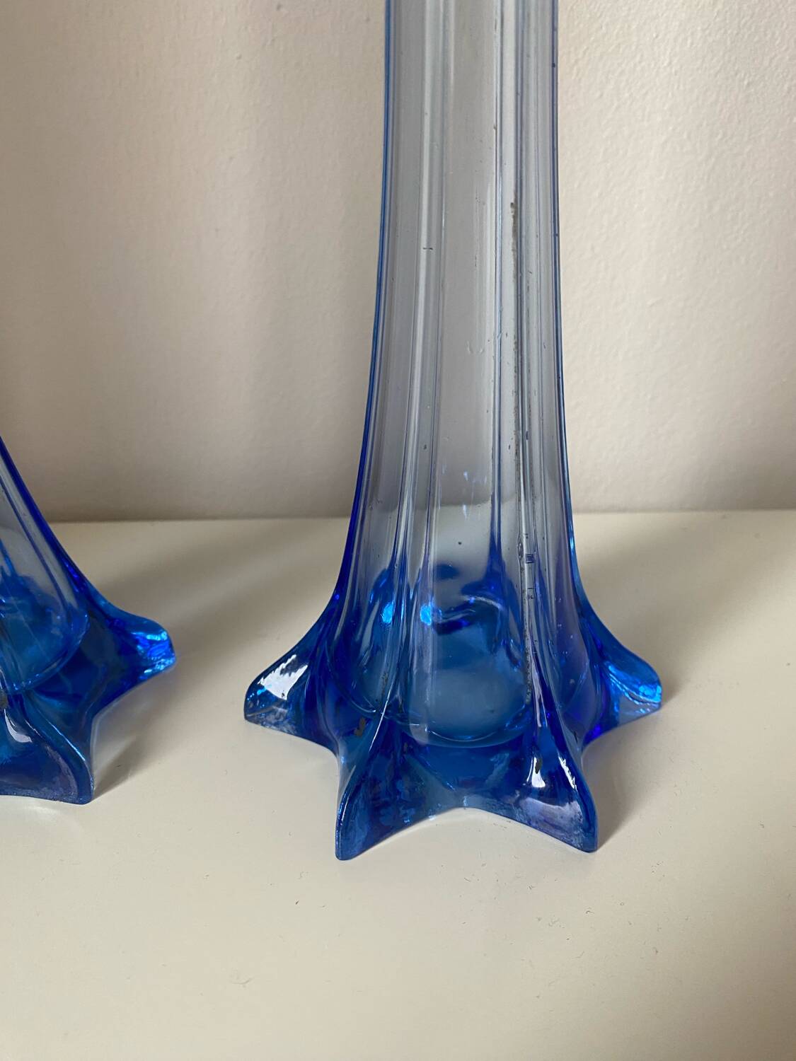 Pair of old blue soliflores