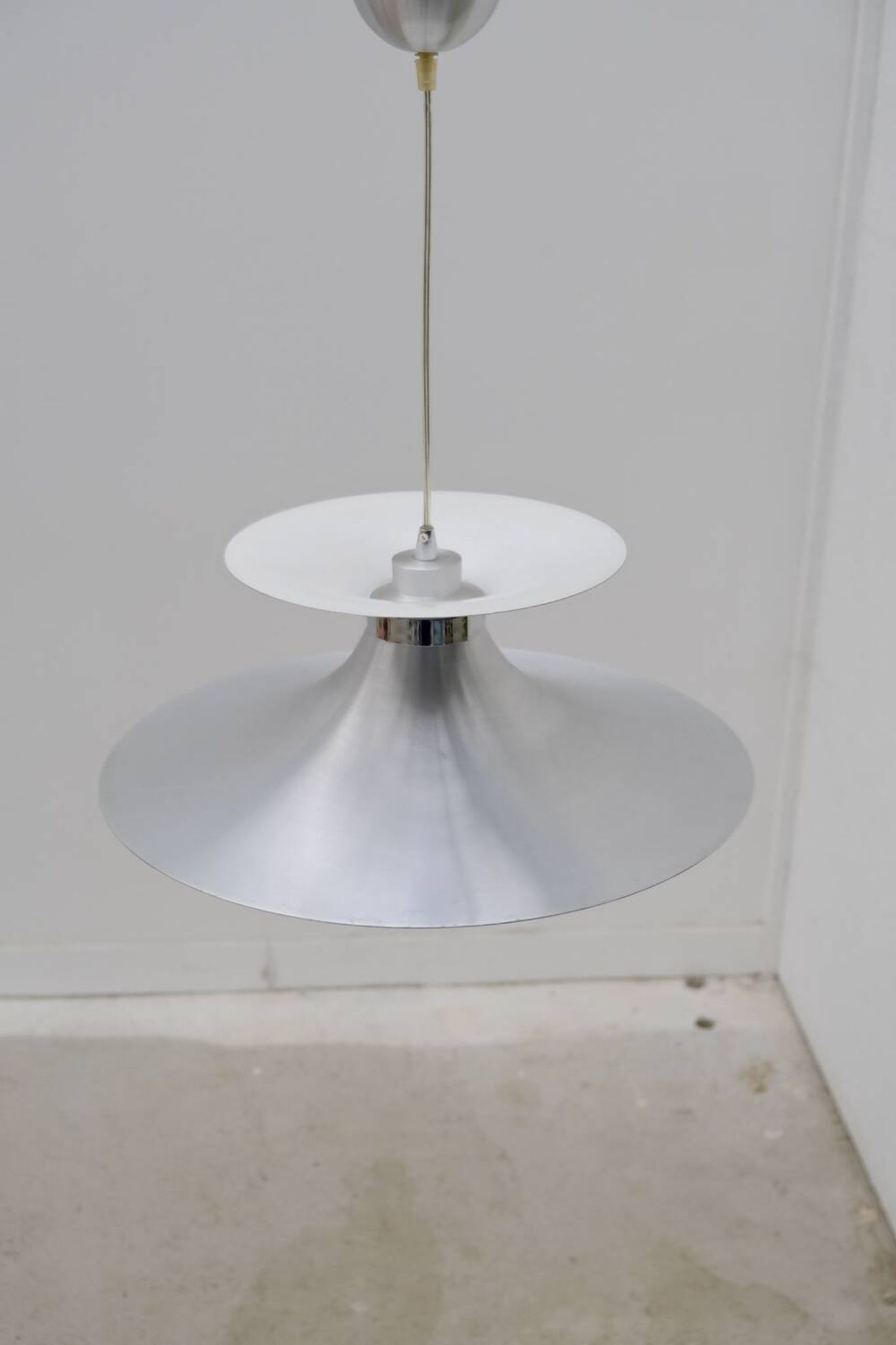 Scandinavian chandelier by MARKSLÖJD in aluminum and opaline, Sweden 1970