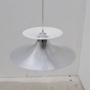 Scandinavian chandelier by MARKSLÖJD in aluminum and opaline, Sweden 1970