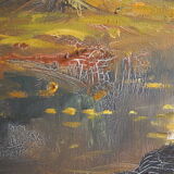 Painting signed neuville – 1950 – forest landscape