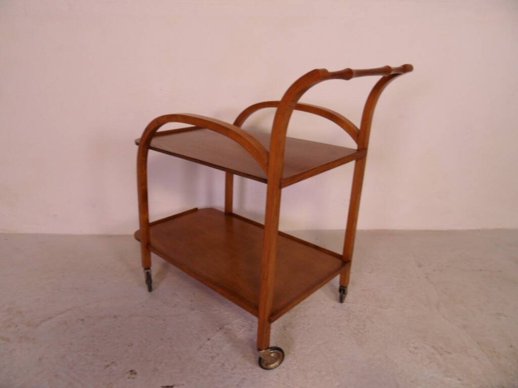 Vintage Mid century oak trolley