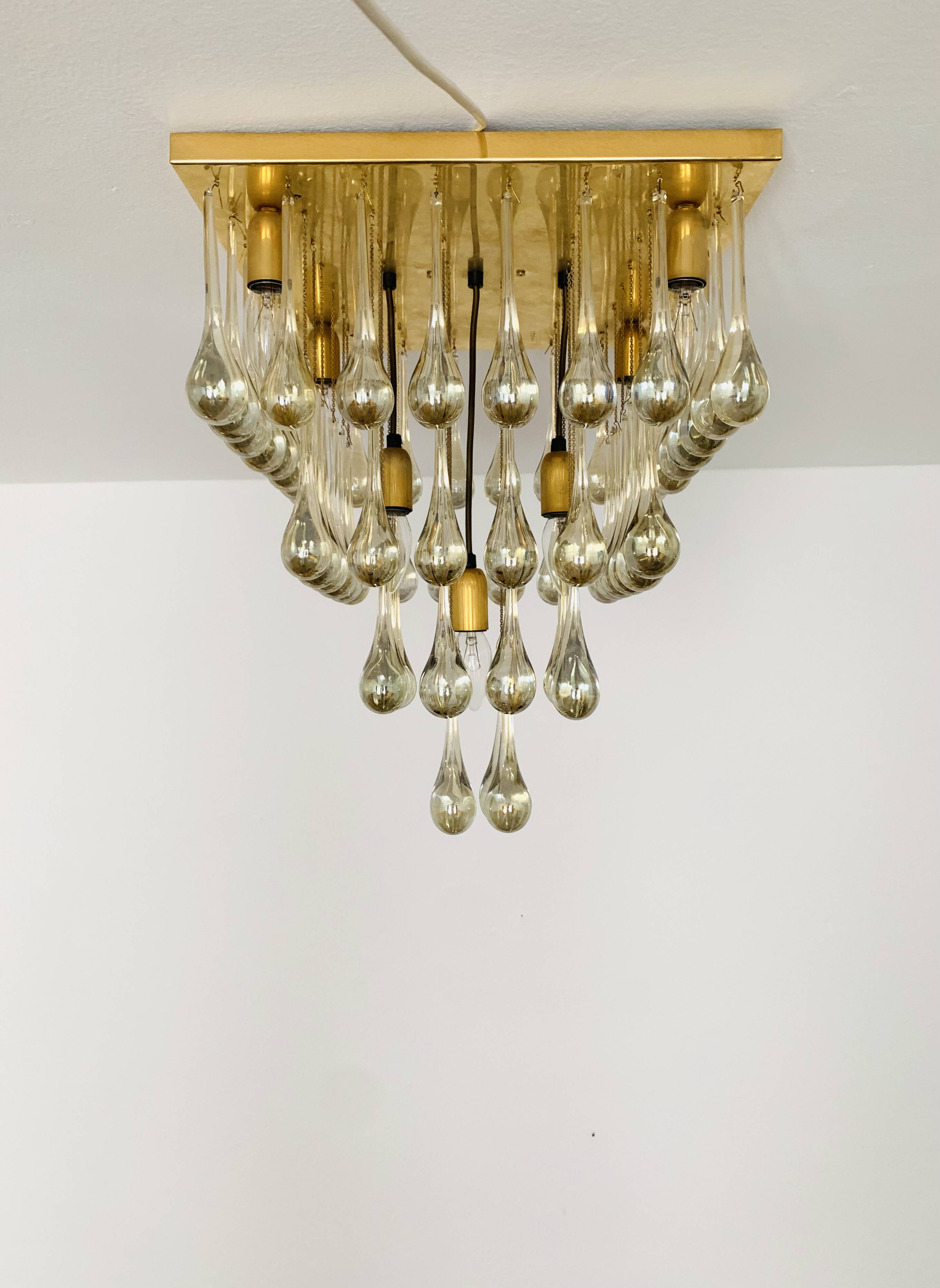 Glass Flush Chandelier by Ernest Palme