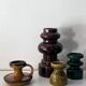 Vintage large 70's Steuler Ceramic Germany 288/25 Cari Zalloni Design Candle Holder dark brown