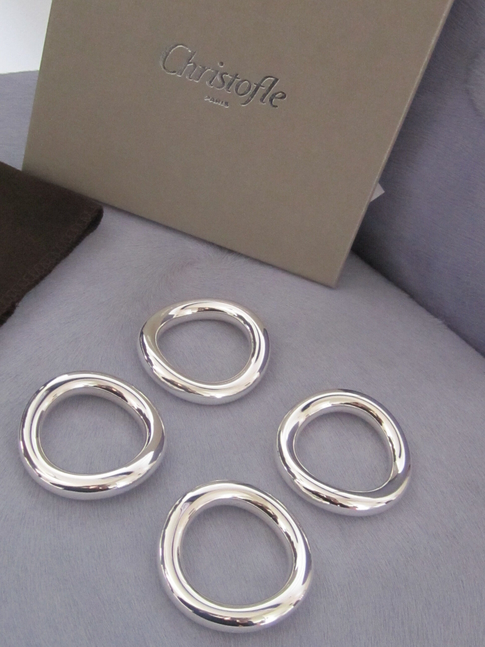 4 christofle silver metal vertigo knife holders