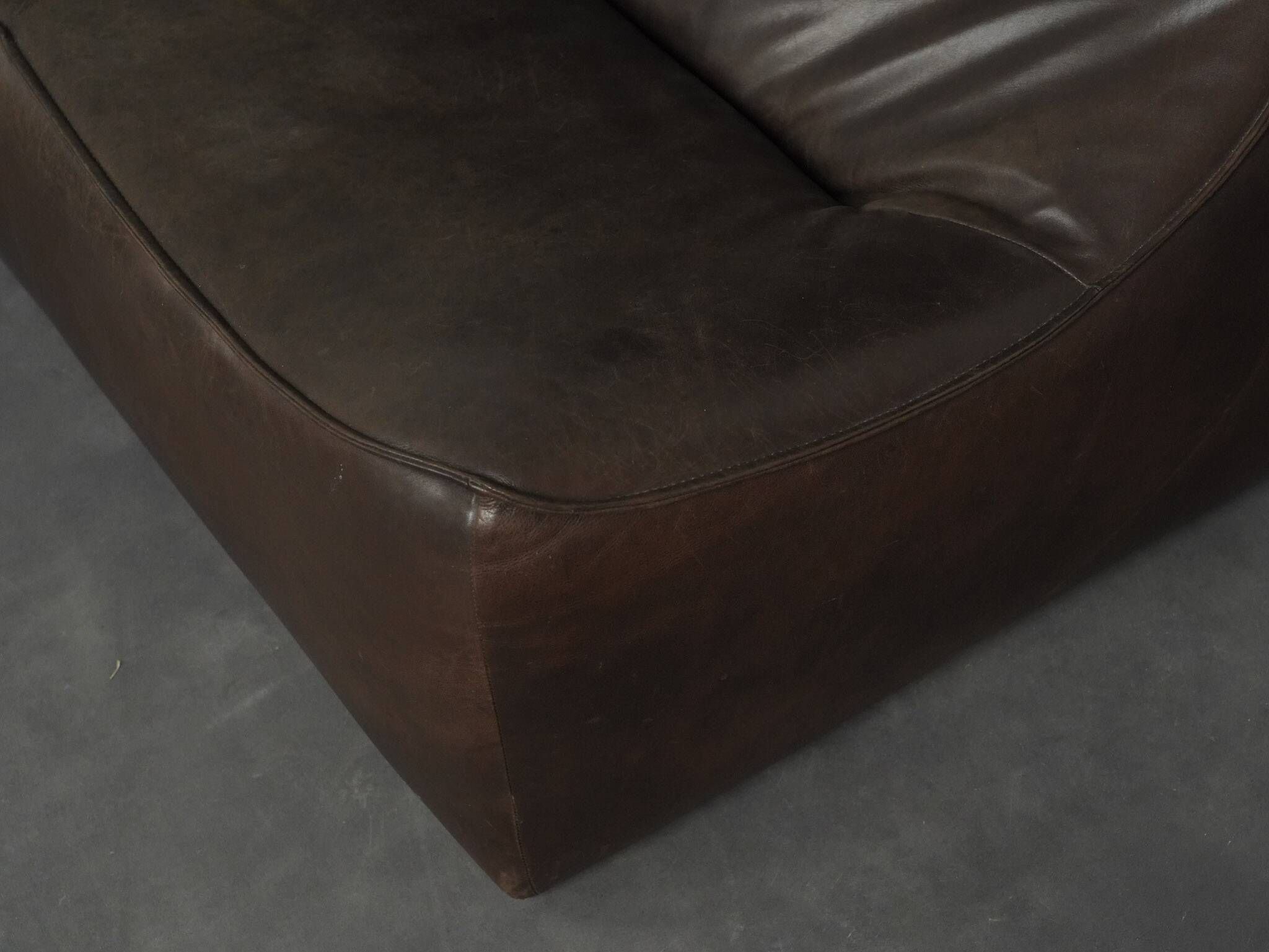 "The Rock" leather 2-seater sofa by Gerard van den Berg for Montis, Netherlands, 1970s