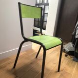 Schoolboy Chair covered with green leather