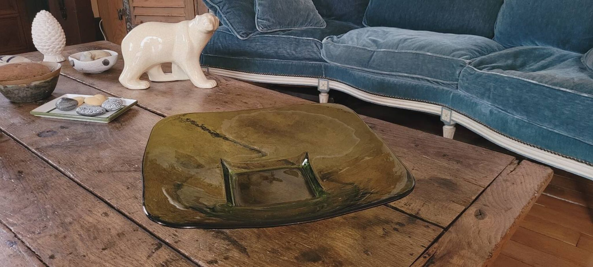 Plat , coupe en verre 80's