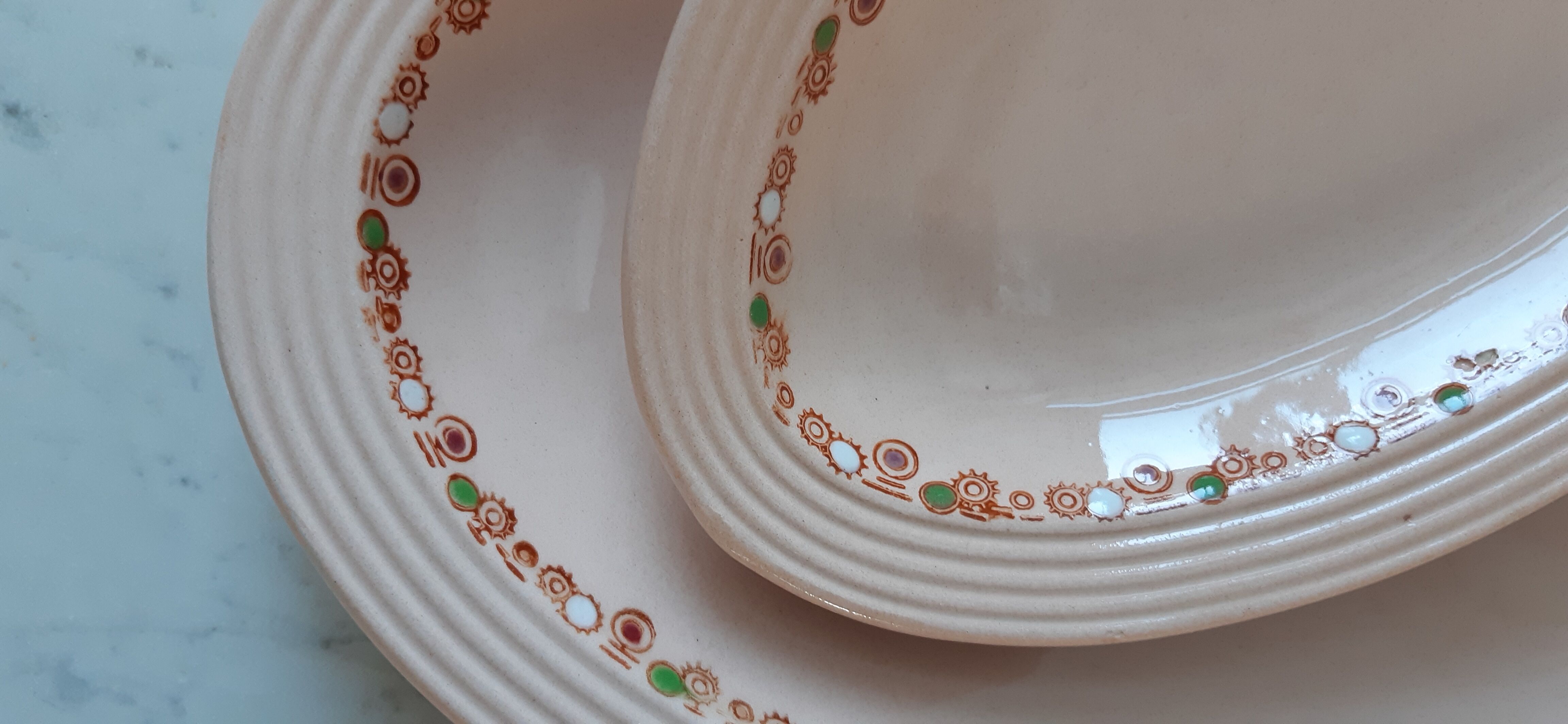 Duo of small oval dishes Longwy model Betty