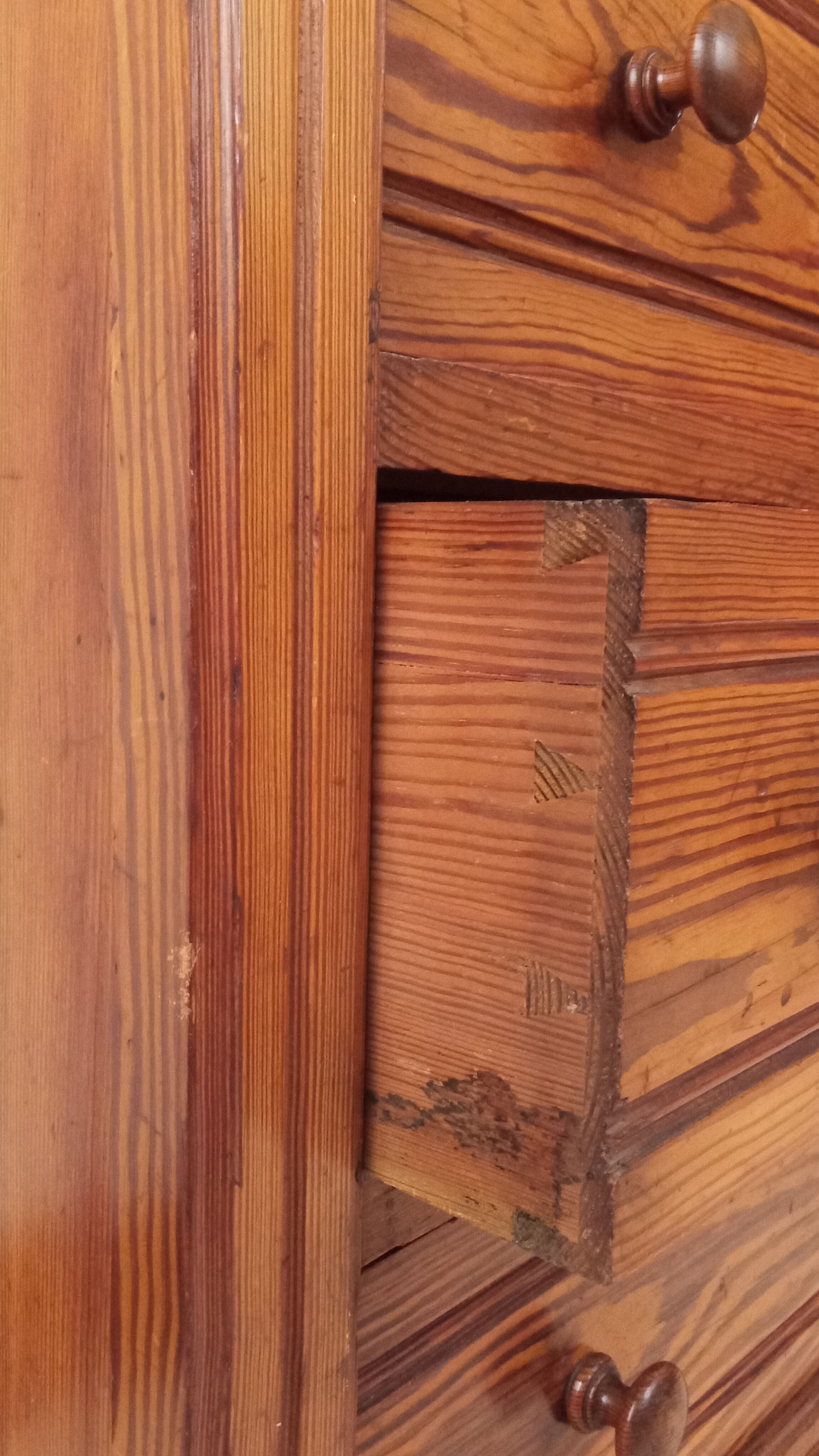 Antique pitchpin chest of drawers