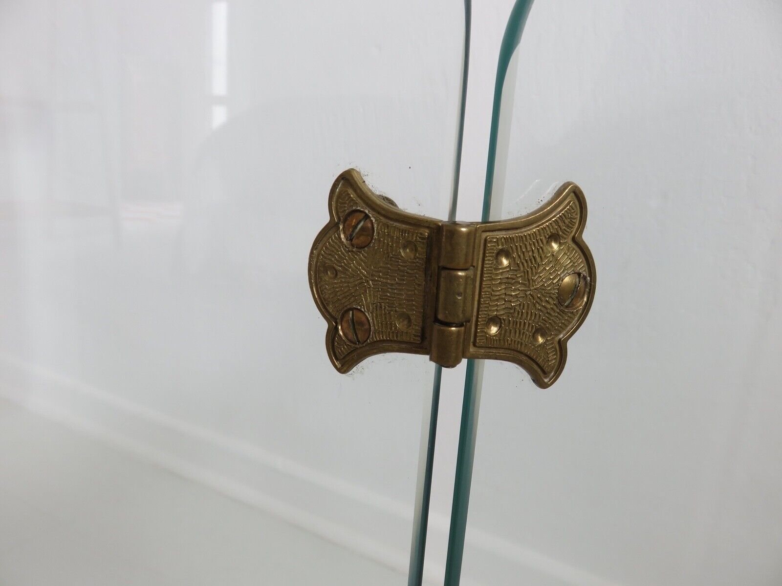 Glass and brass chimney fire barrier with 3 panels 1960 1970