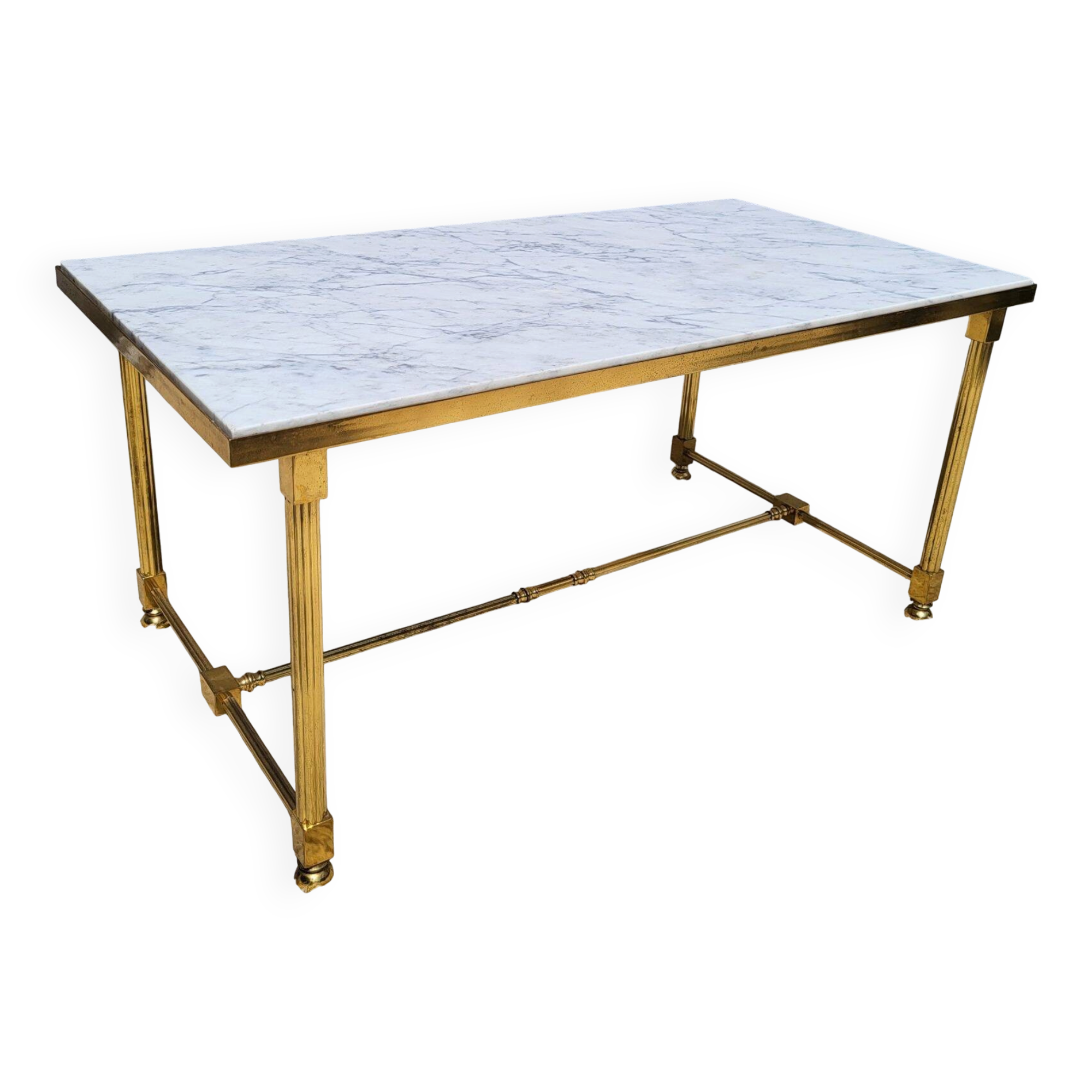 Hollywood Regency style coffee table • marble and brass