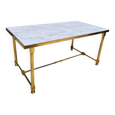 Table basse style Hollywood Regency • marbre et laiton