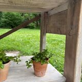 Console, établi en bois blanchi