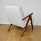 Vintage armchair B-310 VAR white structural boucle 1970s - beech-coloured wood