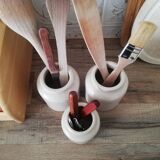 Set of 3 vintage 1950 pots in glazed stoneware