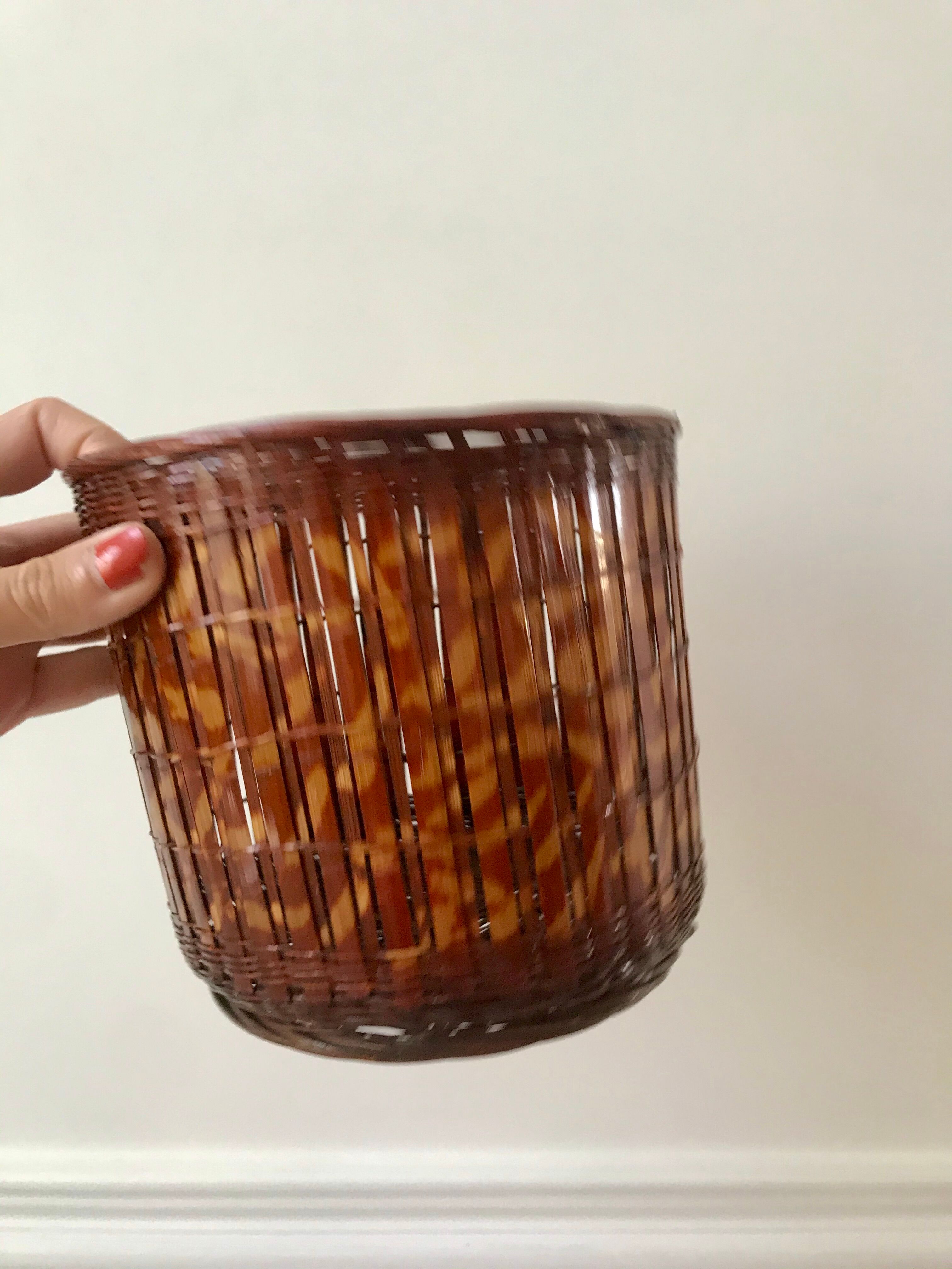 Wicker and bamboo pot cover 70s