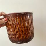 Wicker and bamboo pot cover 70s