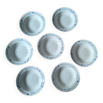 7 soup plates Hippolyte Boulenger-Creil-Montereau HBCM Model Narcisse Bleu