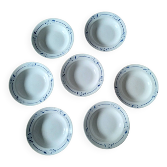 7 assiettes creuses Hippolyte Boulenger-Creil-Montereau HBCM Modele Narcisse Bleu