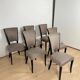Art Deco Chairs in Black Lacquer & Grey Alcantara, France, 1930s, Set of 6