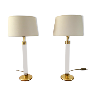 2 70s vintage Plexiglas lamps