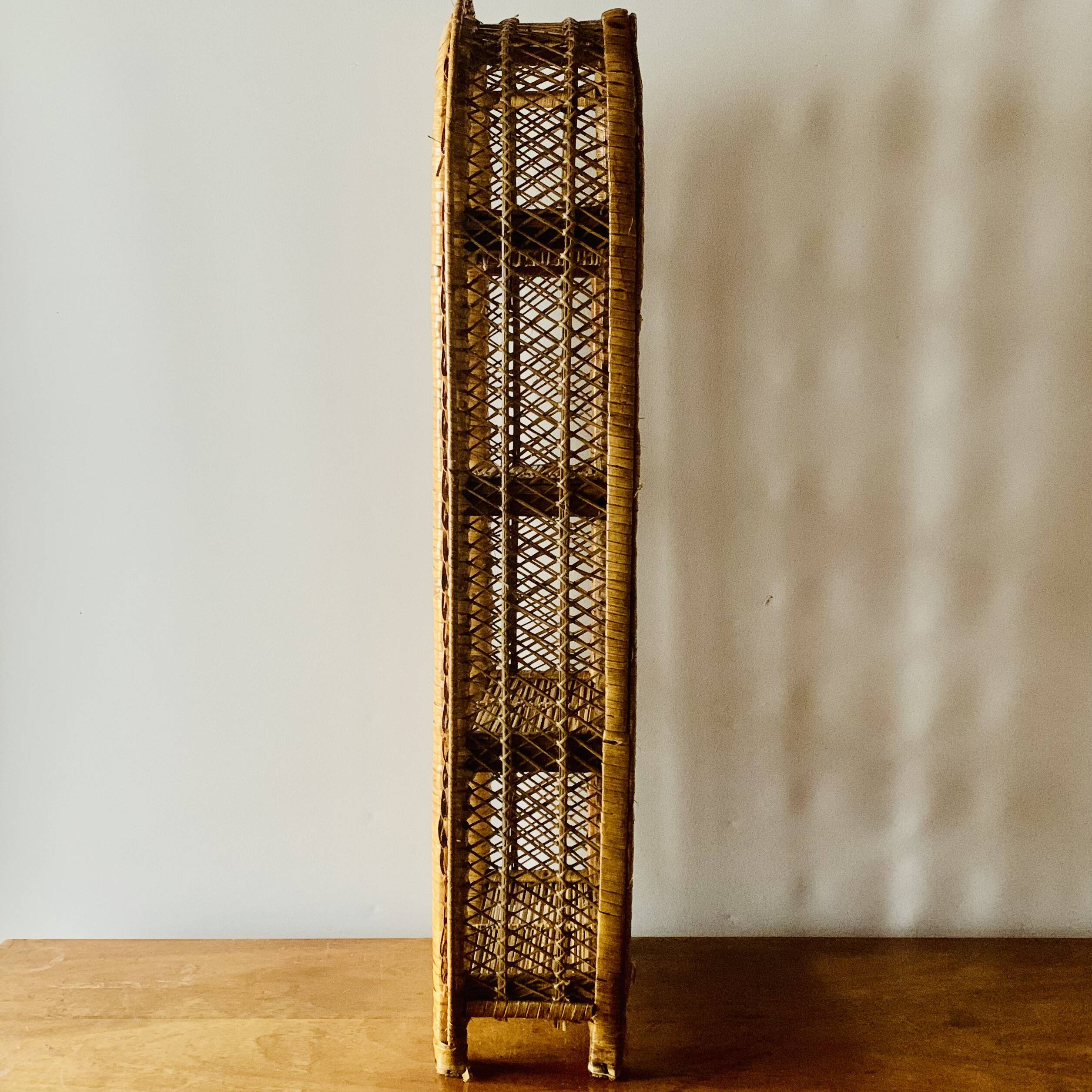 Vintage rattan and wicker shelf