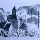 Original Indian ink wash drawing by Jean Villette (1913-2005)