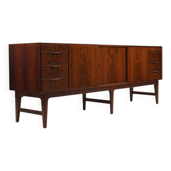 Buffet danois de haute qualité avec poignées en laiton incrustées, années 1950