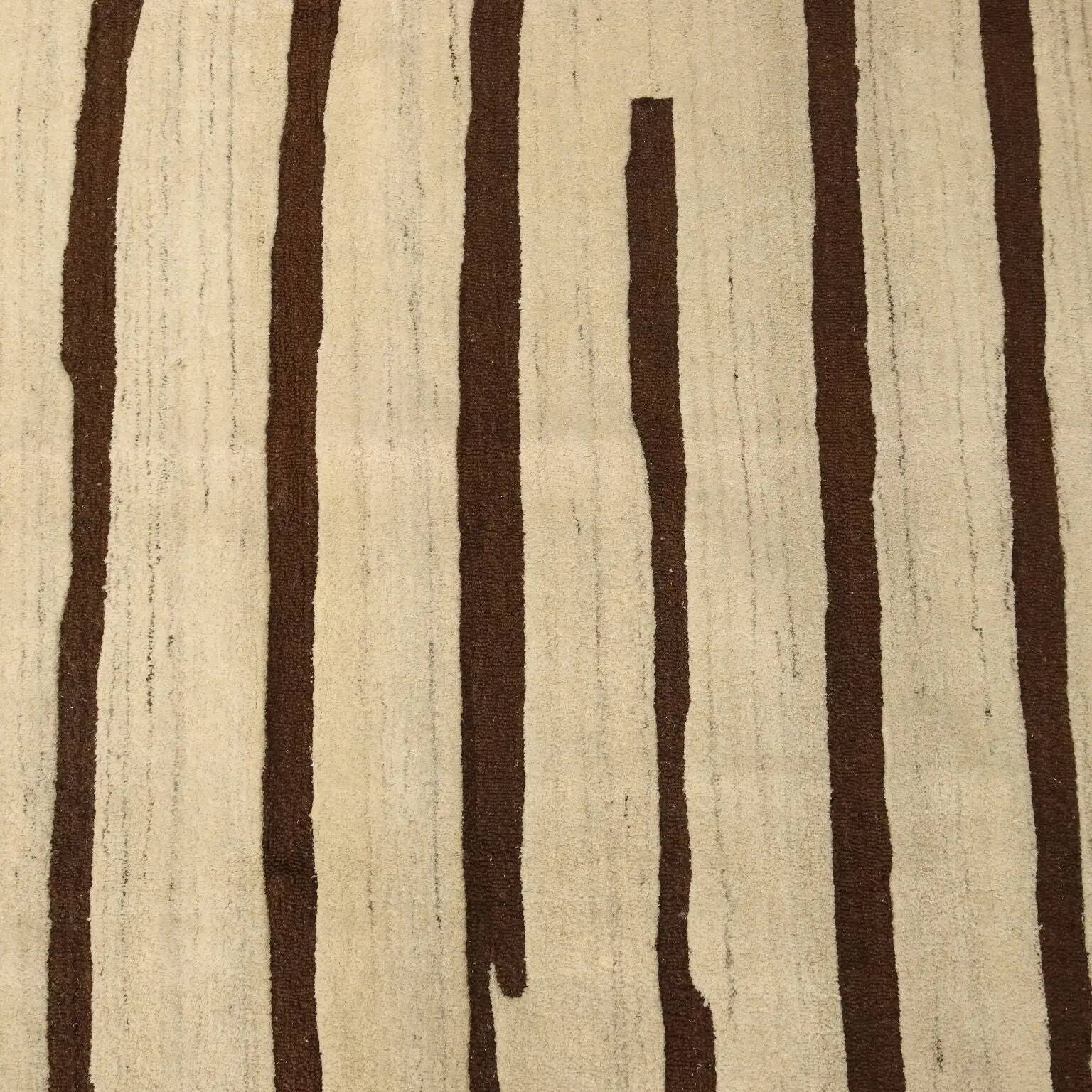 Handmade Asian wool rug with large knots 108 x 100 in