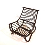 Manou rattan lounge chair in pagoda style with ottoman