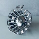 Vintage basket in silver metal apple shape