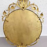 Miroir rond style médaillon en laiton