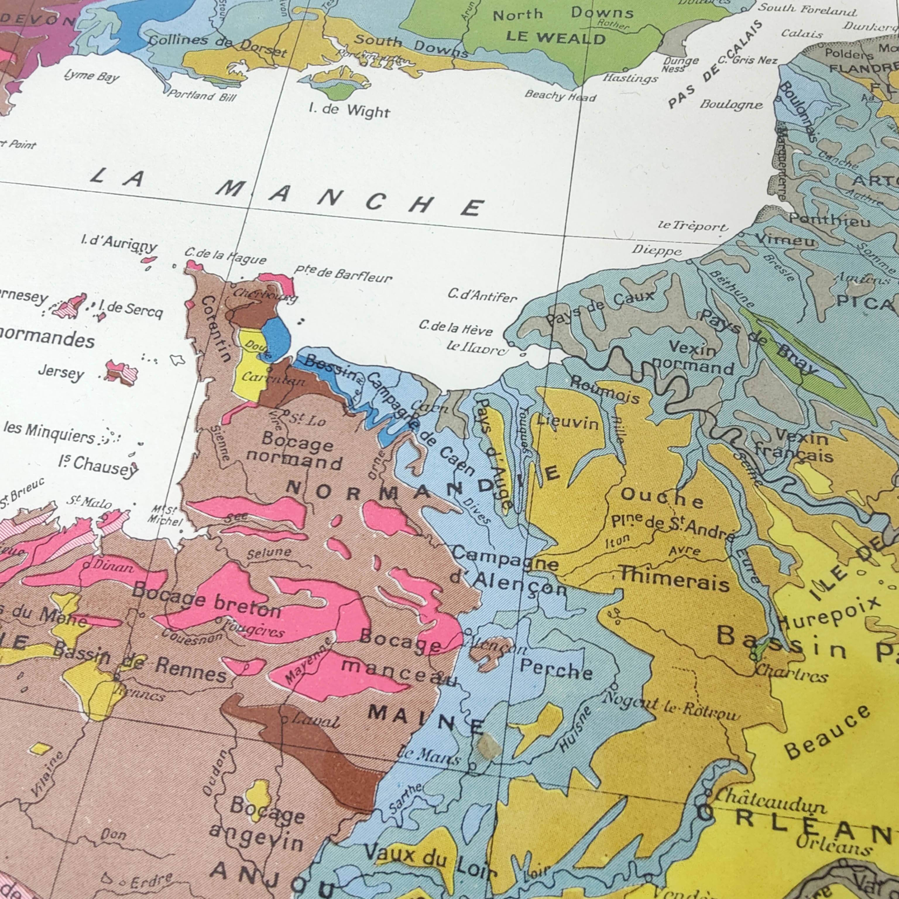Old map of France from 1950 43x43cm