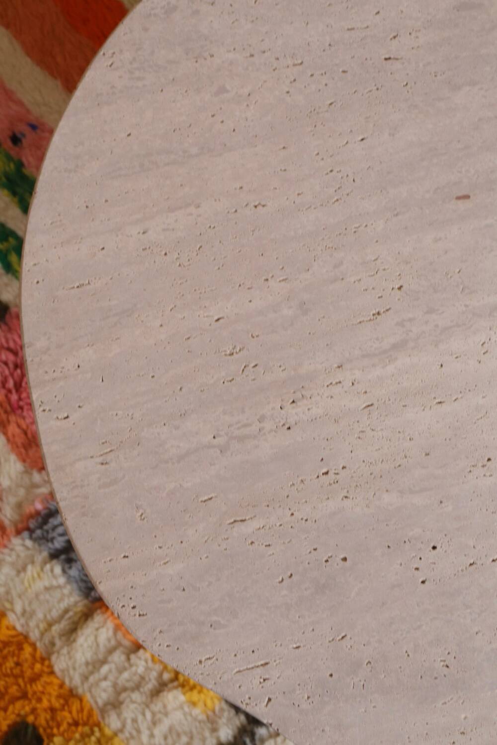 Organic shape travertine coffee table